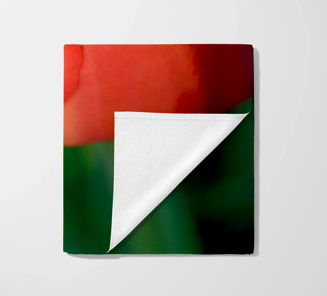 Red Tulip Unfolding – Minimal Botanical Close-Up beach towel by jay