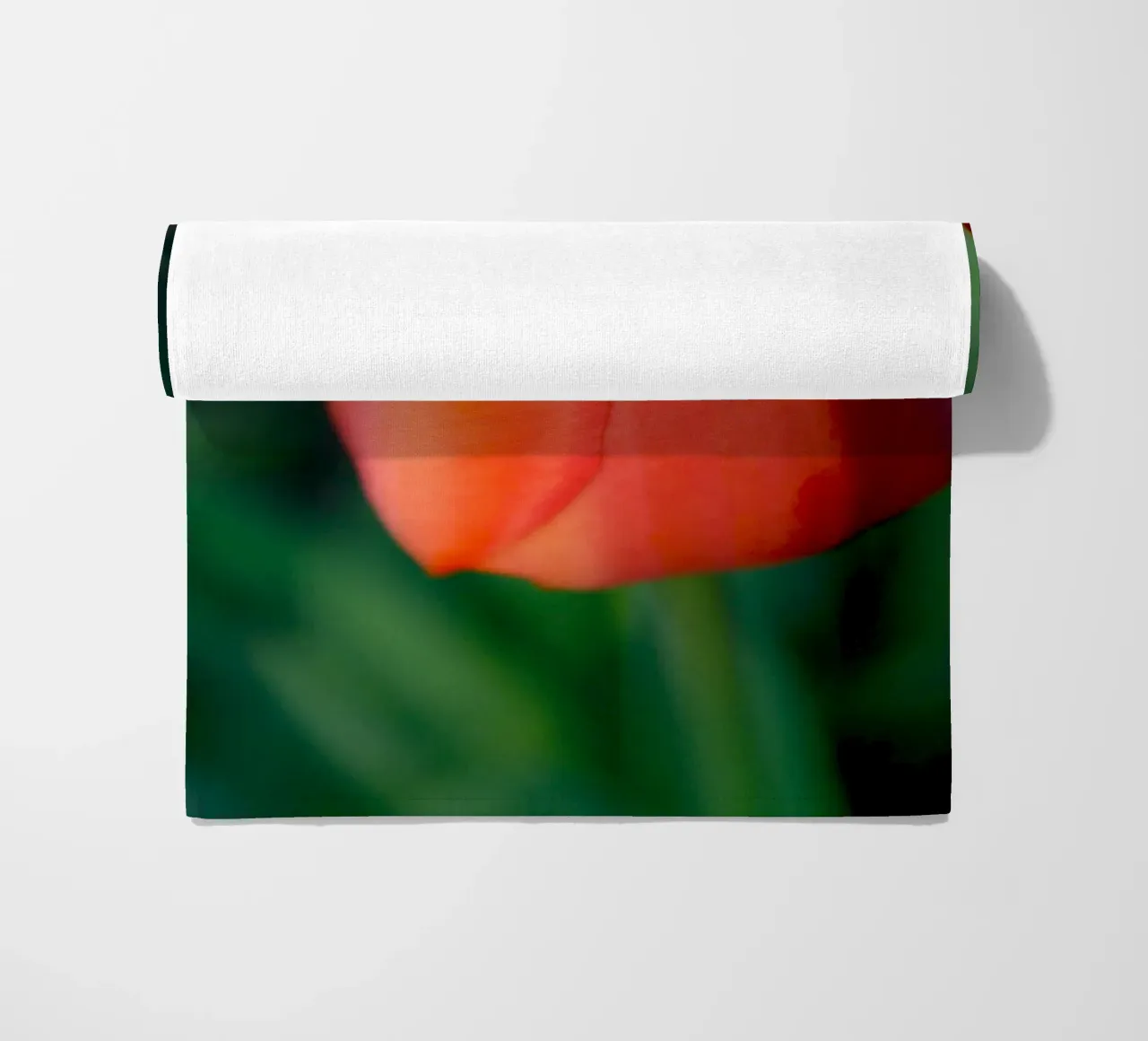 Red Tulip Unfolding – Minimal Botanical Close-Up beach towel by jay