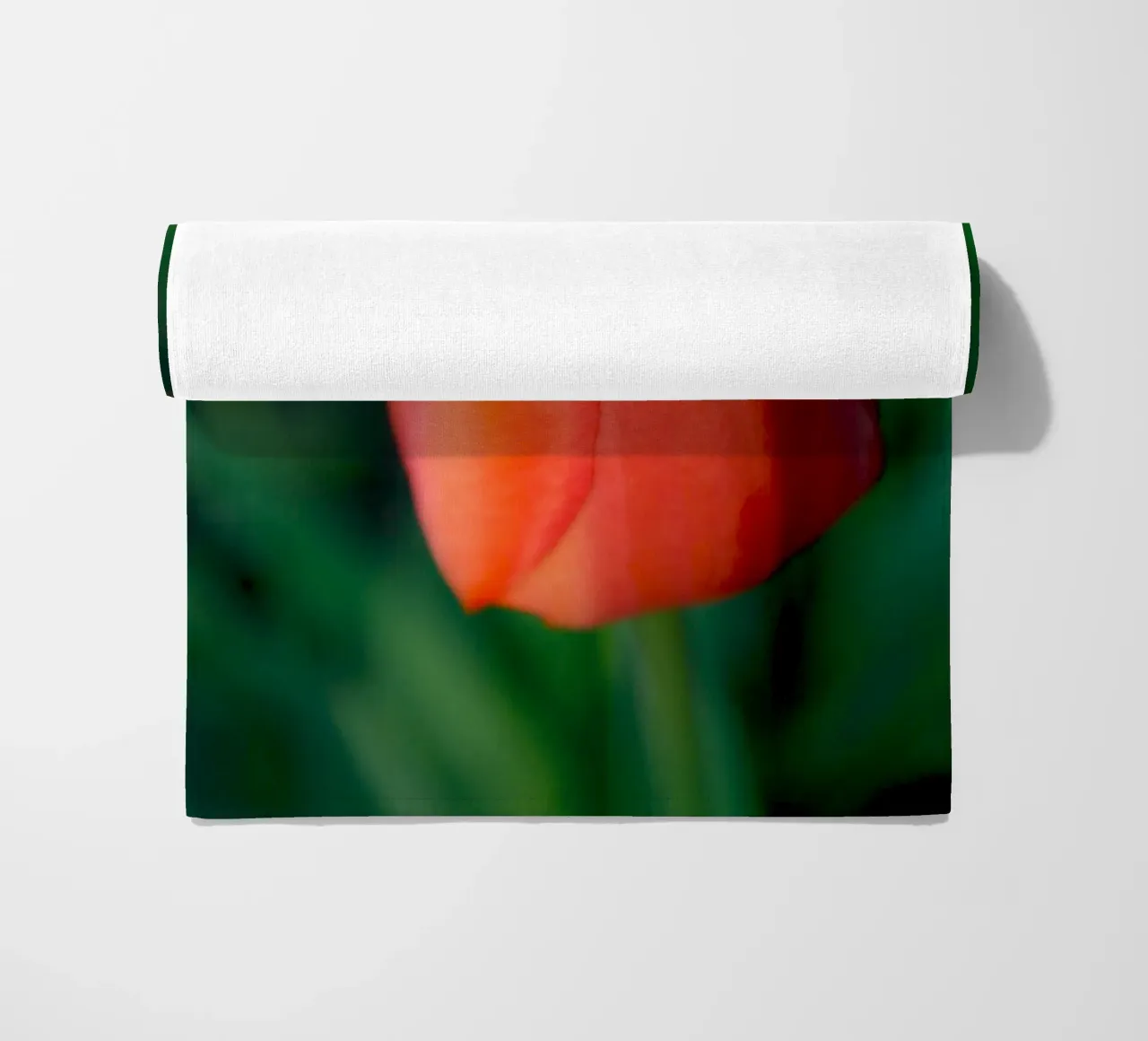 Red Tulip Unfolding – Minimal Botanical Close-Up beach towel by jay