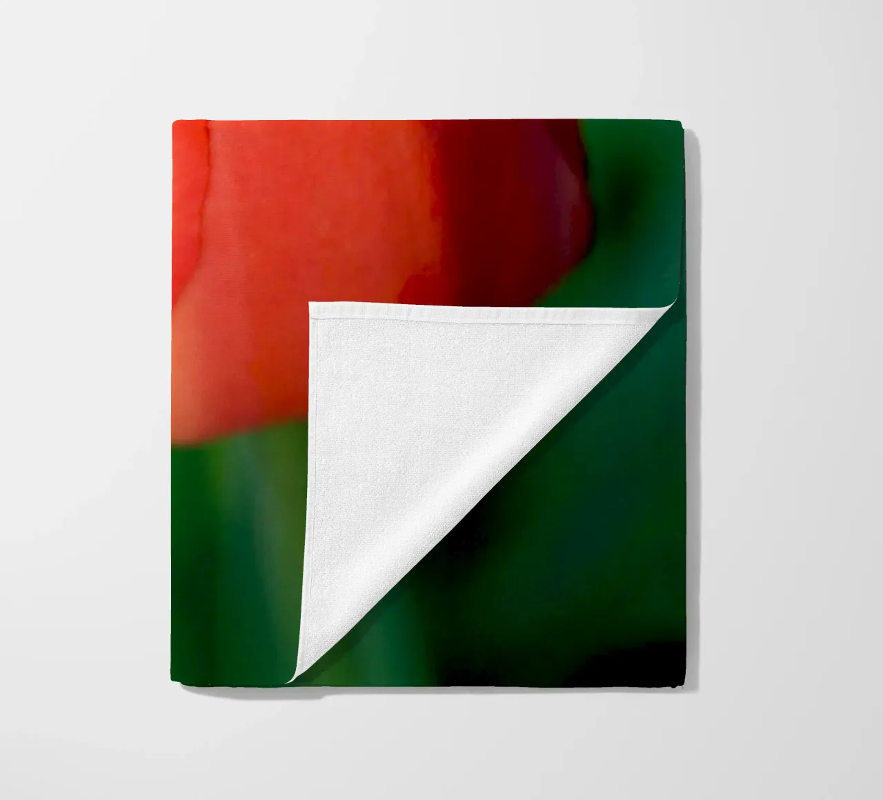 Red Tulip Unfolding – Minimal Botanical Close-Up beach towel by jay