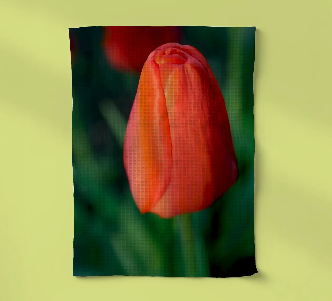 Red Tulip Unfolding – Minimal Botanical Close-Up tea towel by jay