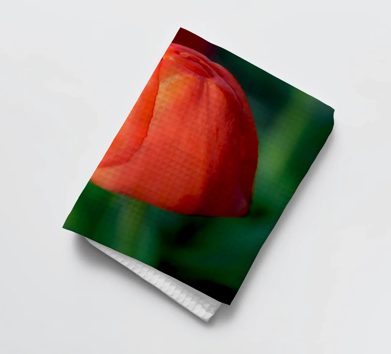 Red Tulip Unfolding – Minimal Botanical Close-Up tea towel by jay