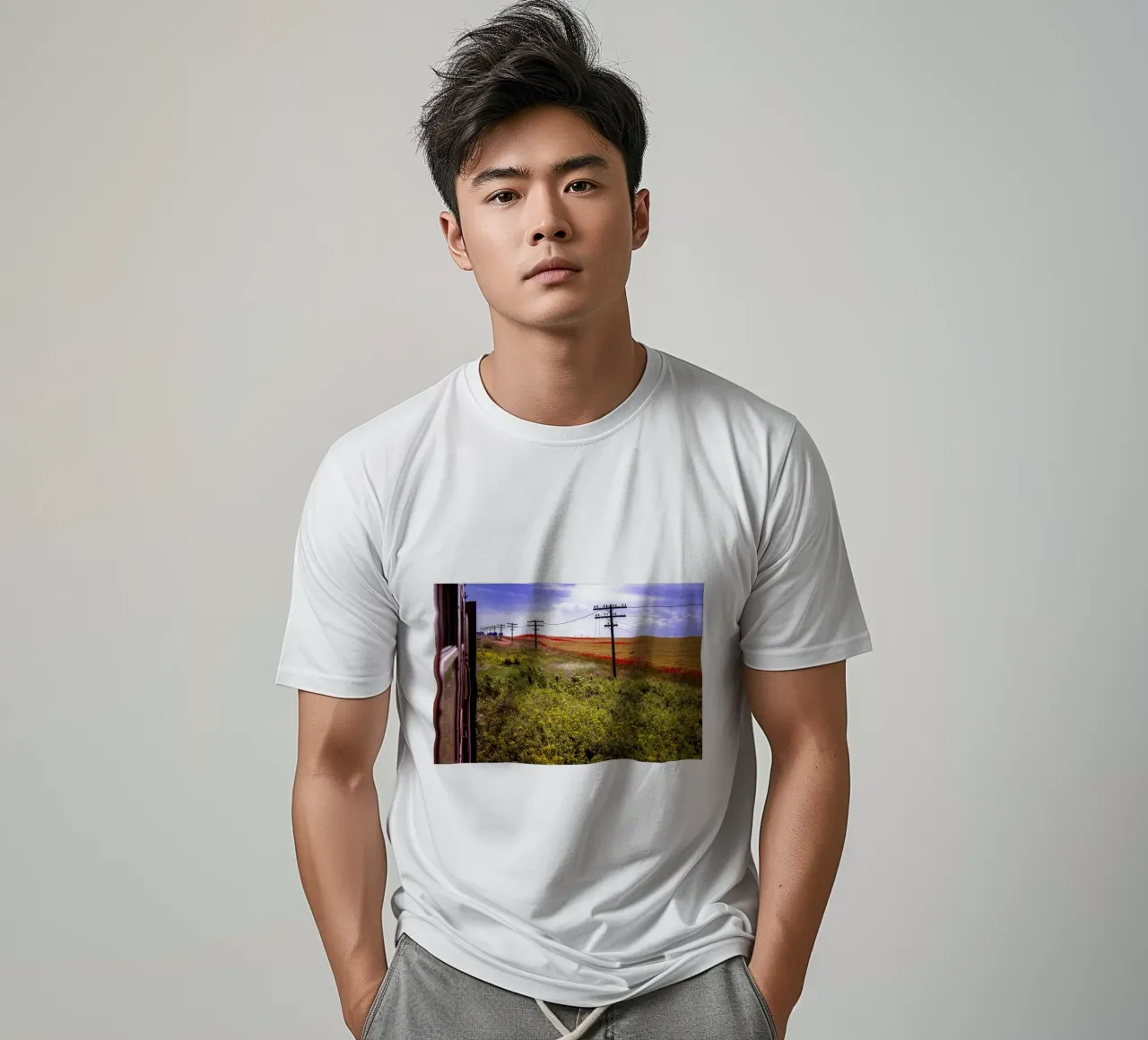 Spring is Loading in Romania – Wildflower Field from Train W t-shirt by jay