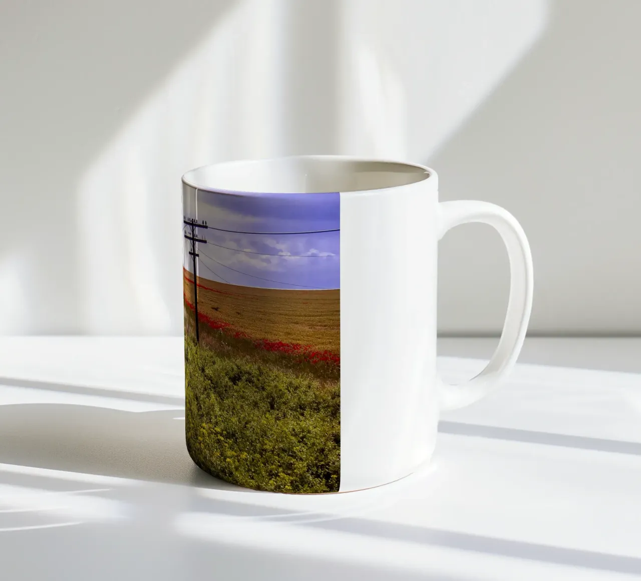 Spring is Loading in Romania – Wildflower Field from Train W ceramic mug by jay