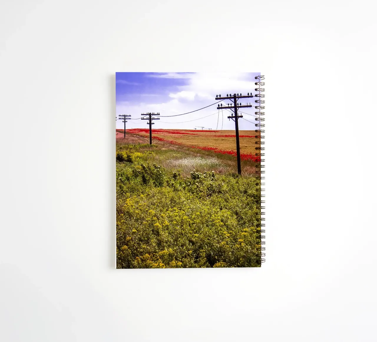 Spring is Loading in Romania – Wildflower Field from Train W spiral notebook by jay