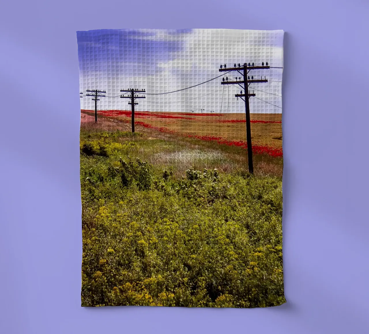 Spring is Loading in Romania – Wildflower Field from Train W tea towel by jay