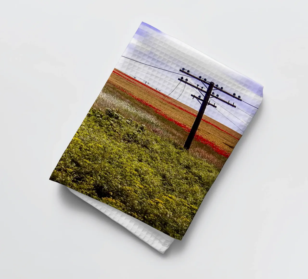 Spring is Loading in Romania – Wildflower Field from Train W tea towel by jay