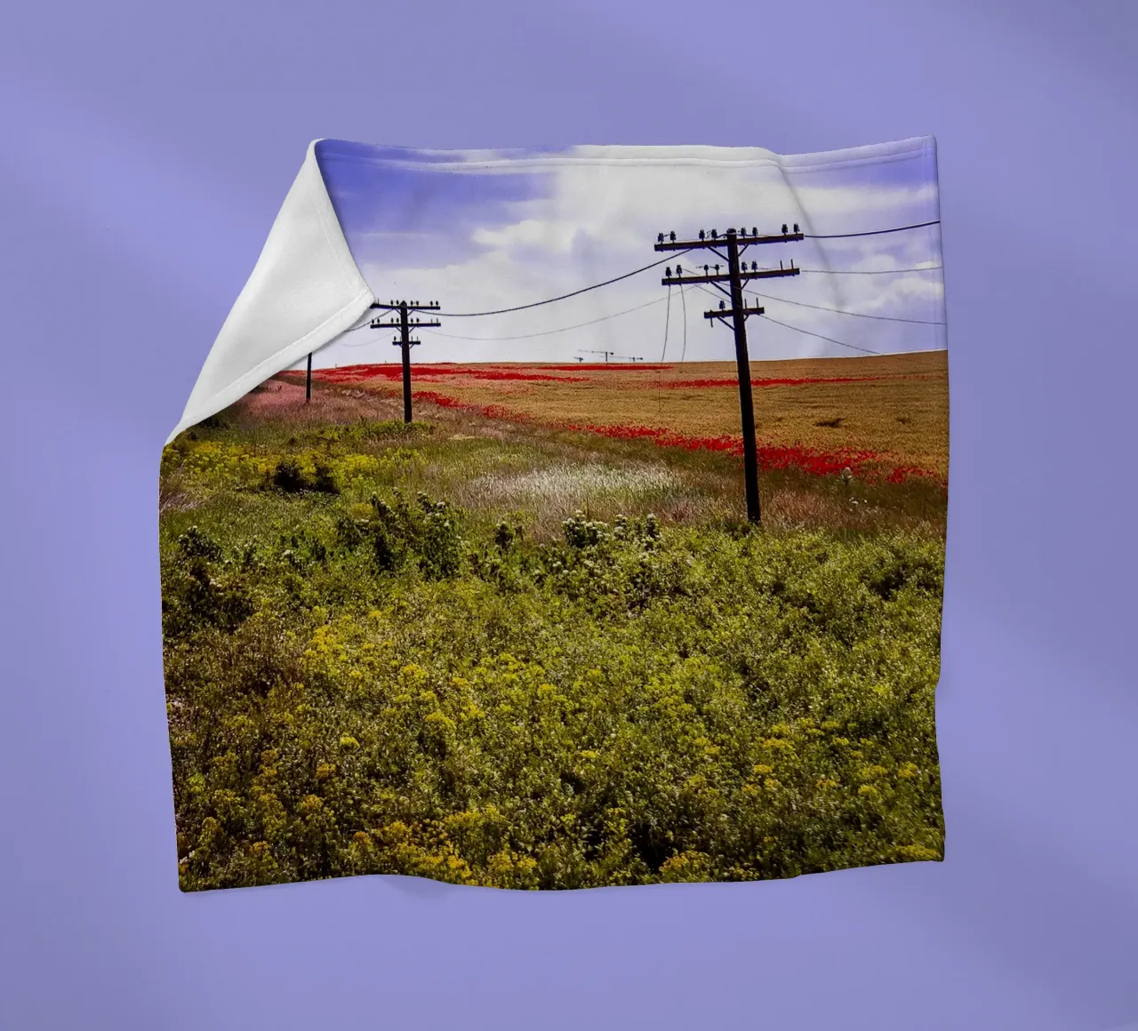 Spring is Loading in Romania – Wildflower Field from Train W fleece blanket by jay
