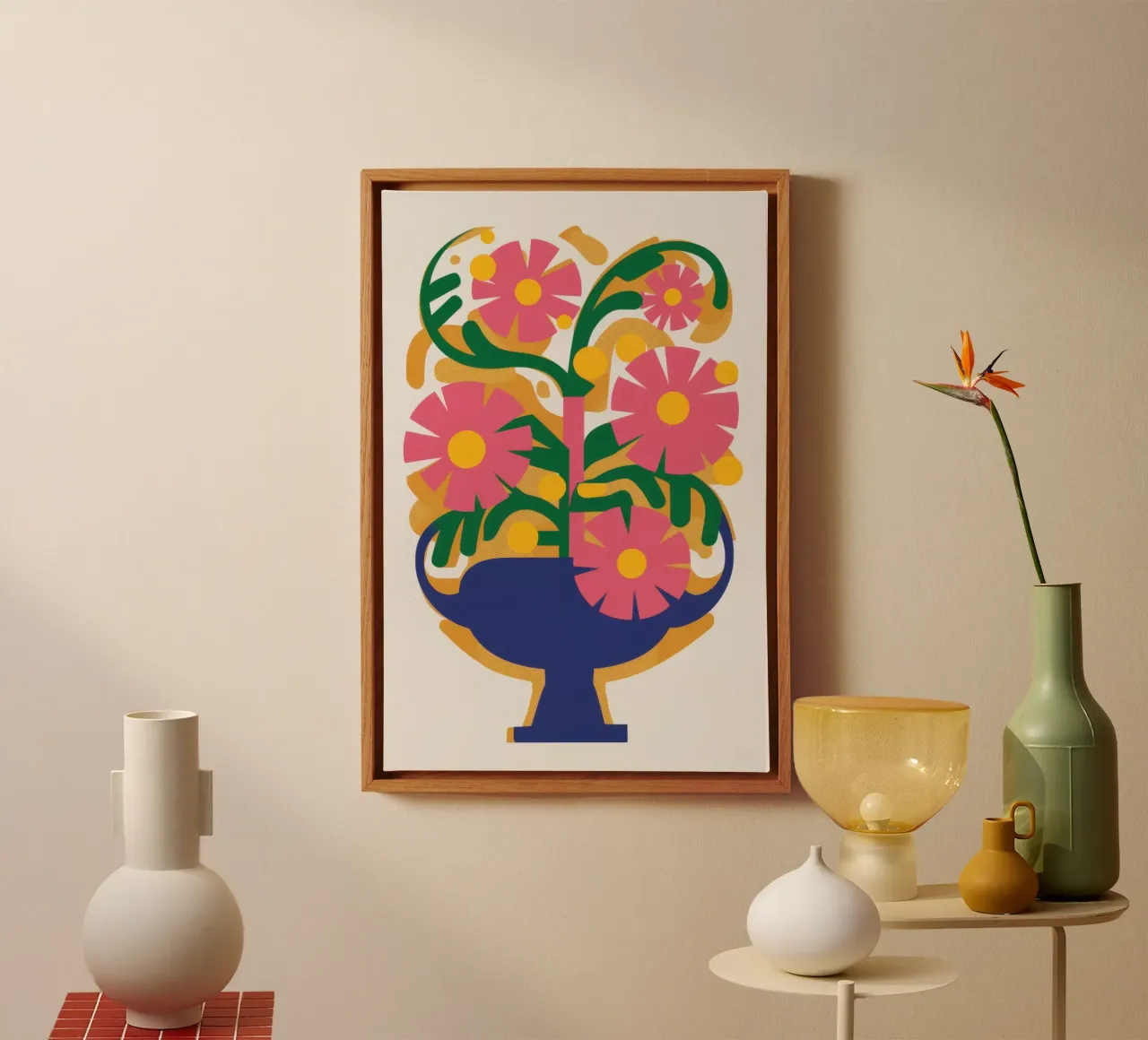 Fuchsia bloei symfonie canvas met Baklijst van Scaller Stars