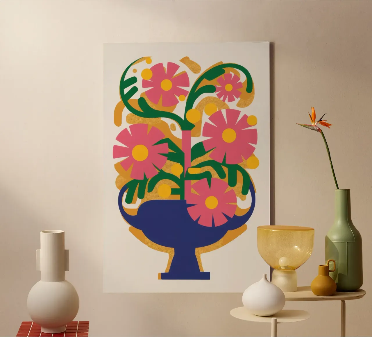 Fuchsia bloei symfonie canvas met Baklijst van Scaller Stars
