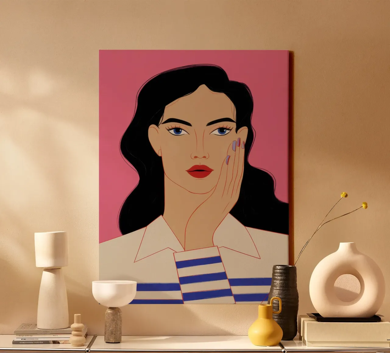Ruby Teardrop Sorrow canvas with Floater frame by Scaller Stars