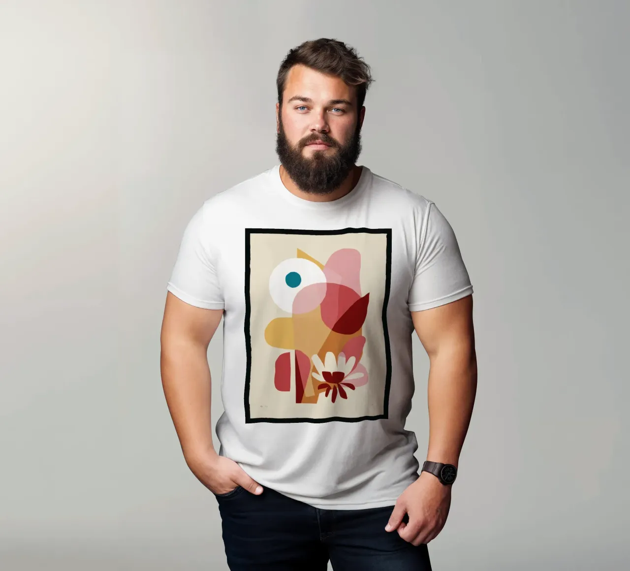Overlapping Forms Composition t-shirt da Snow Mist