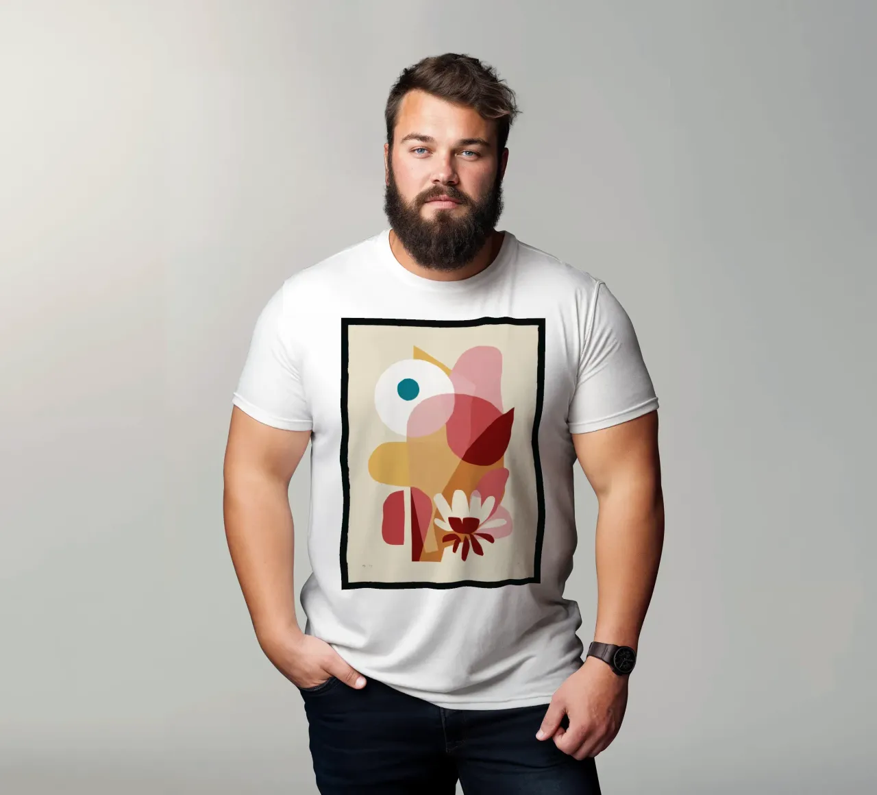 Overlapping Forms Composition t-shirt by Snow Mist