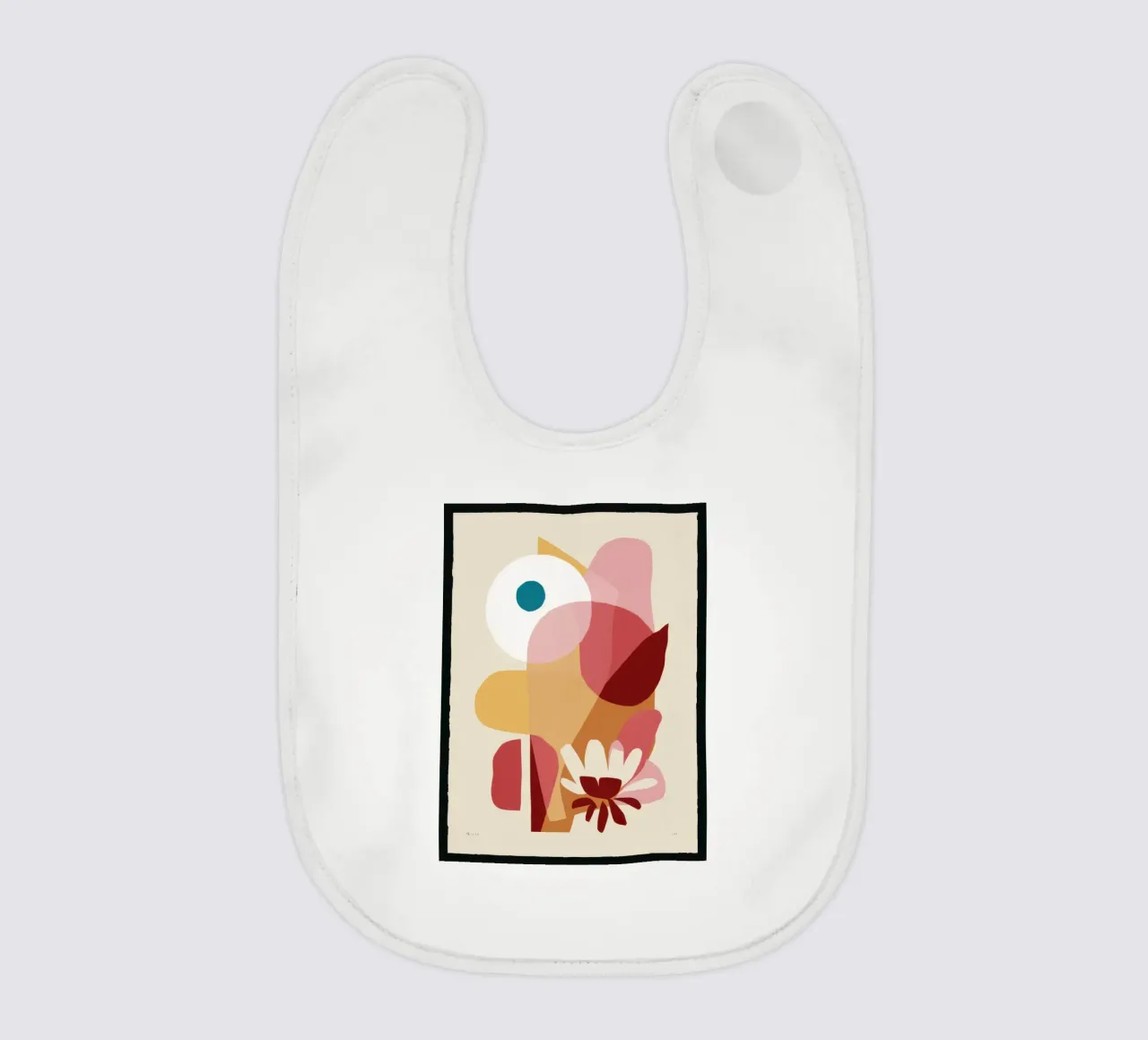 Overlapping Forms Composition baby bib by Snow Mist