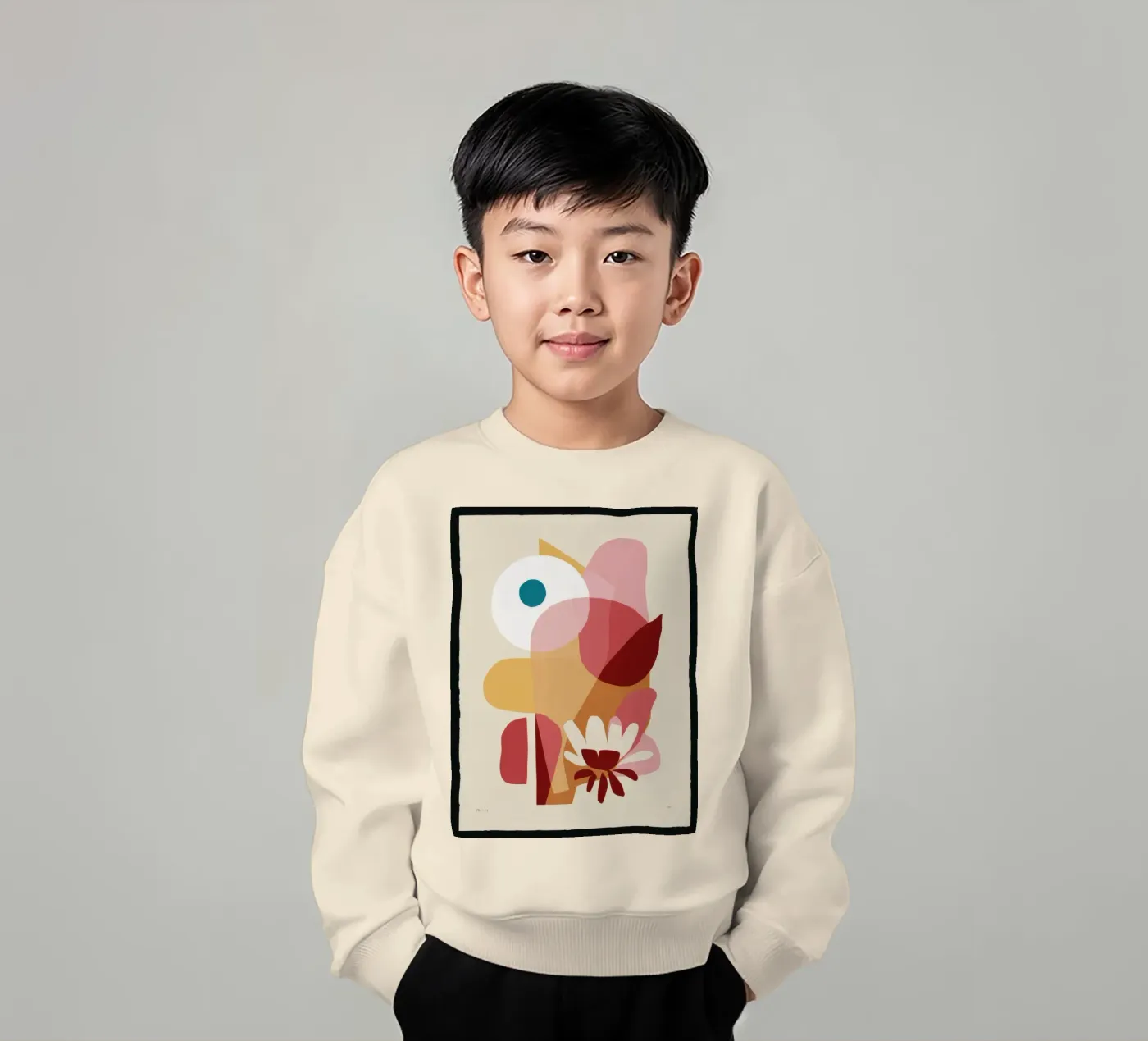 Overlappende vormen Samenstelling kinder sweatshirt van Snow Mist