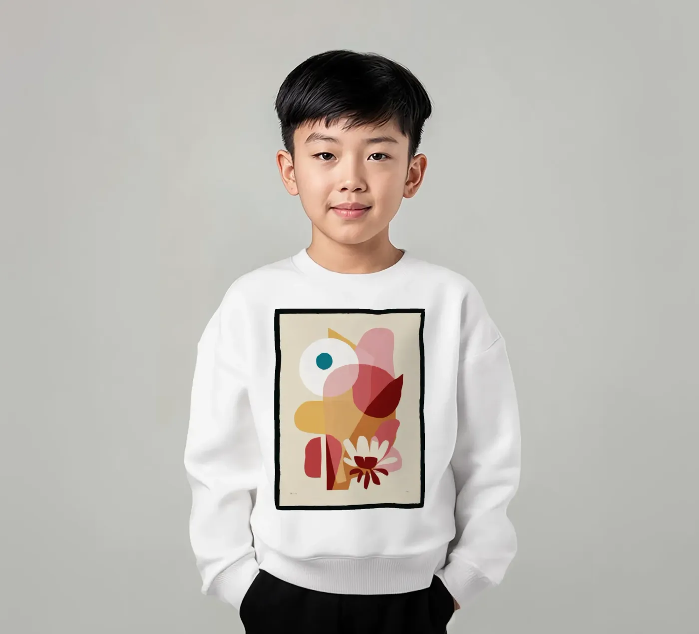 Overlappende vormen Samenstelling kinder sweatshirt van Snow Mist