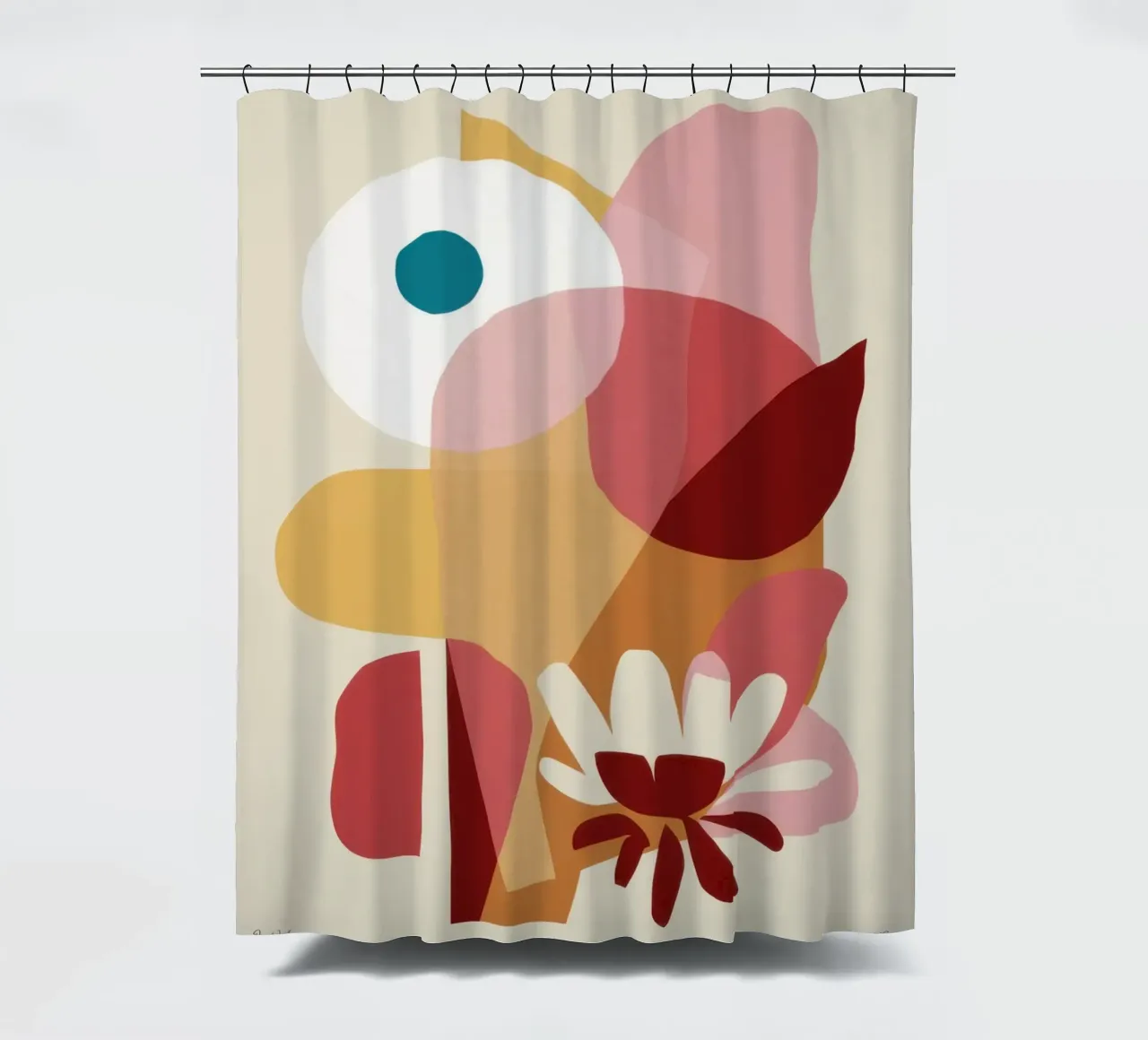 Überlappende Formulare Zusammensetzung Duschvorhang von Snow Mist