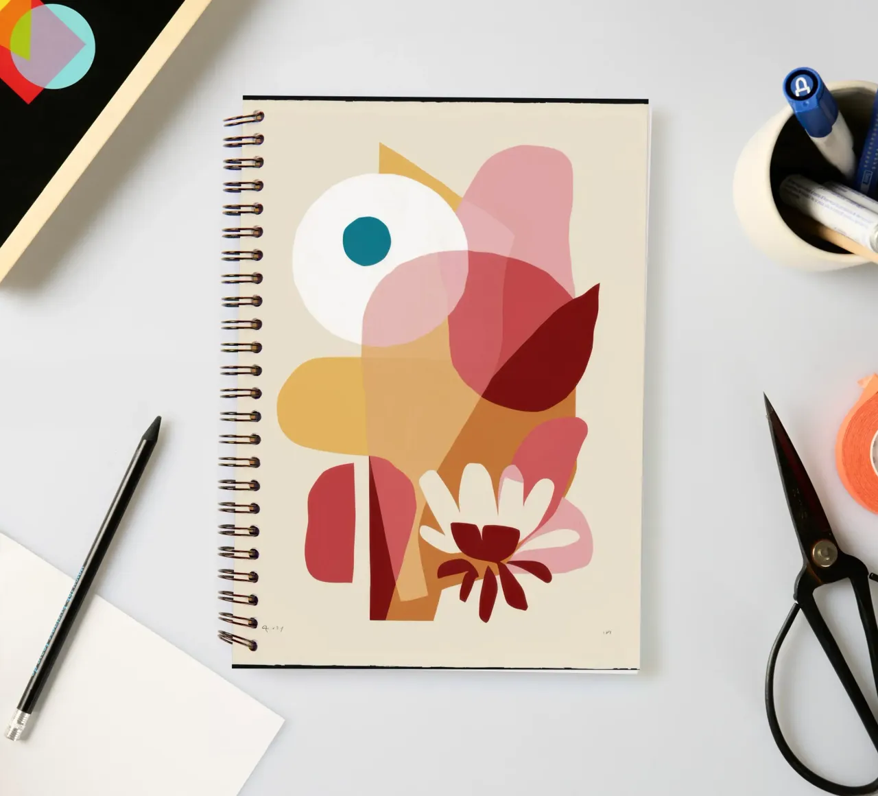 Overlapping Forms Composition spiral notebook by Snow Mist