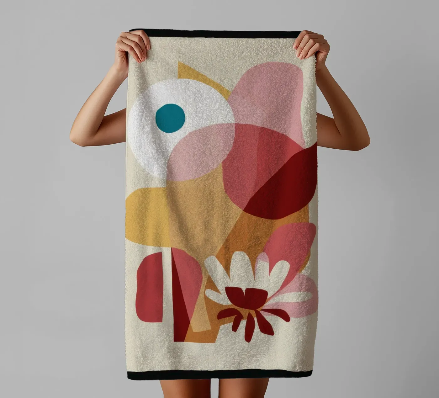 Overlappende vormen Samenstelling badhanddoek van Snow Mist