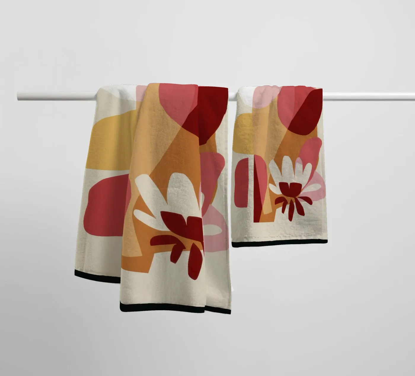 Overlappende vormen Samenstelling badhanddoek van Snow Mist