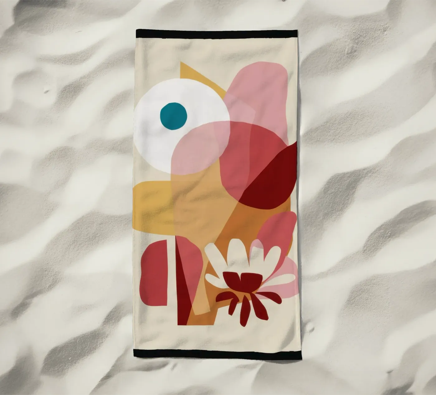 Overlappende vormen Samenstelling strandhanddoek van Snow Mist