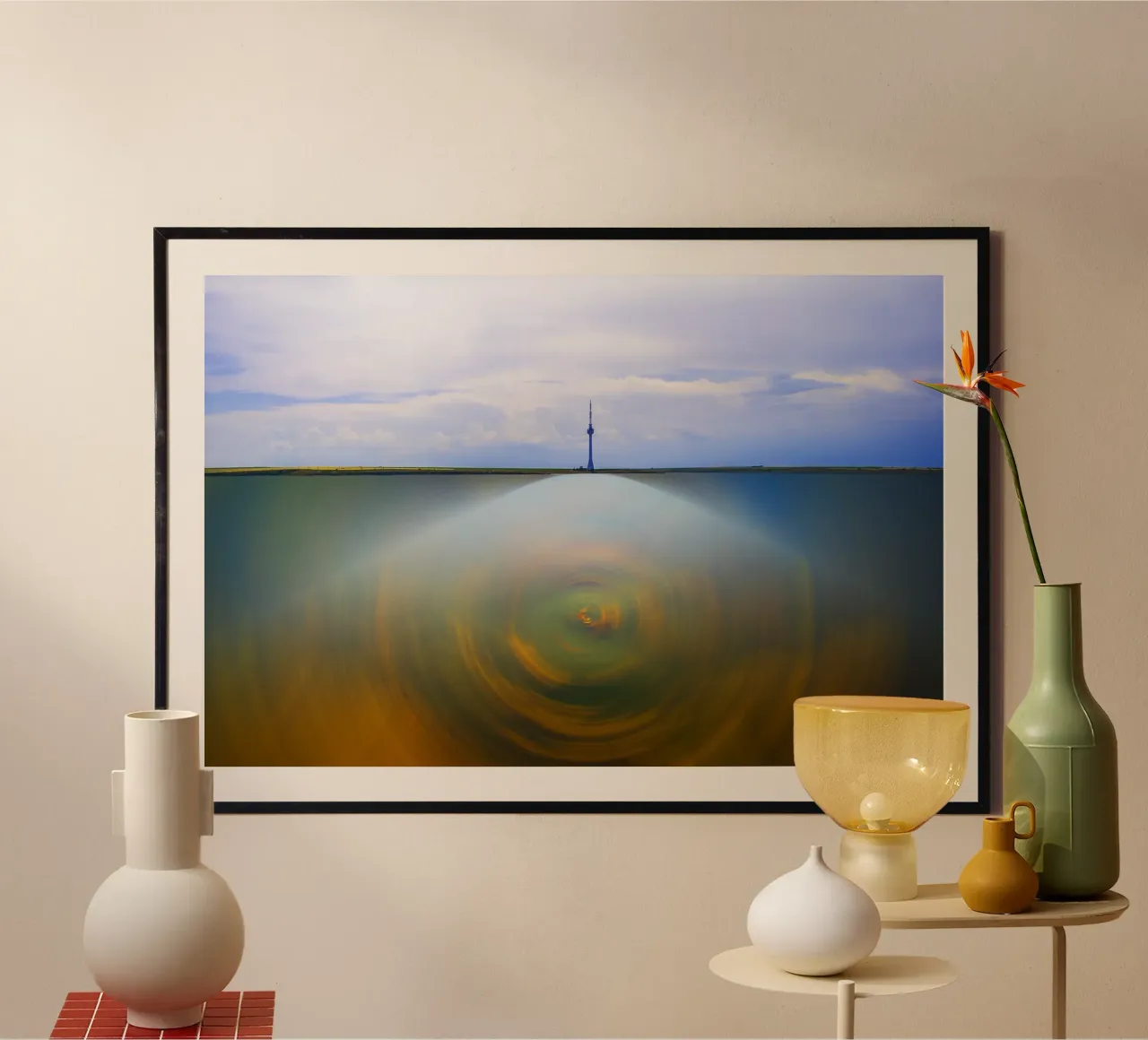 Beneath It All Magic Happens – Abstract Nature Reflection Ar poster with wooden frame by jay