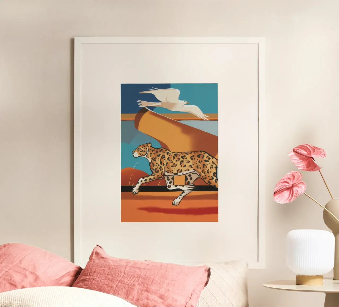 Corsa nel deserto delle dune poster con telaio in alluminio da Scaller Stars