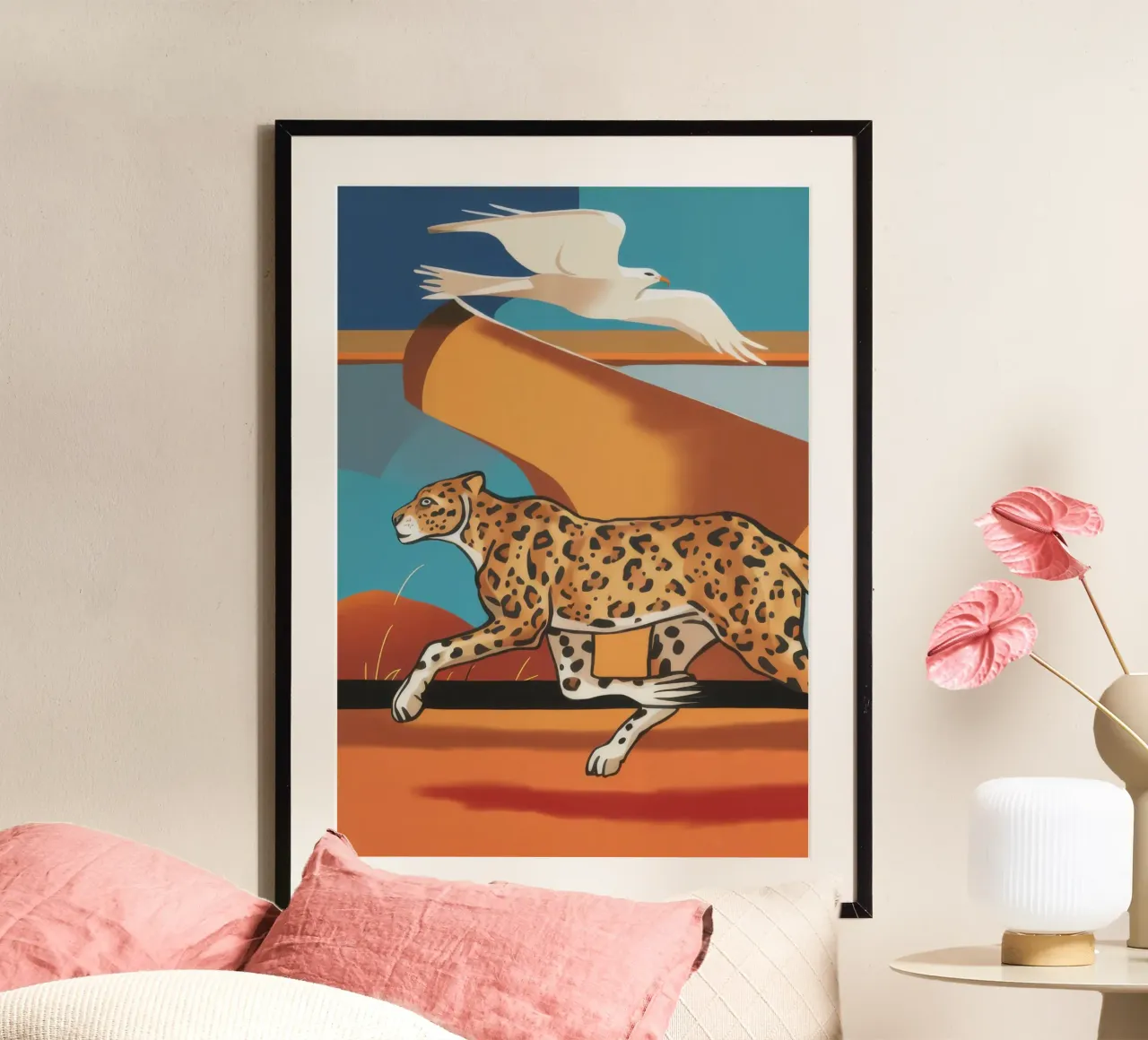 Corsa nel deserto delle dune poster con telaio in alluminio da Scaller Stars