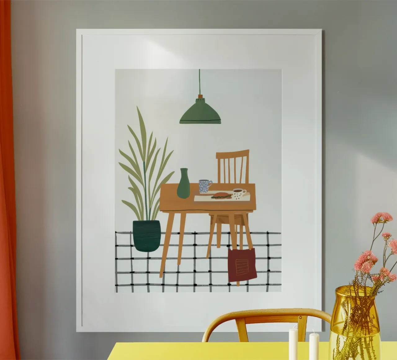 Tranquil Desk Scene poster con telaio in plastica da Snow Mist