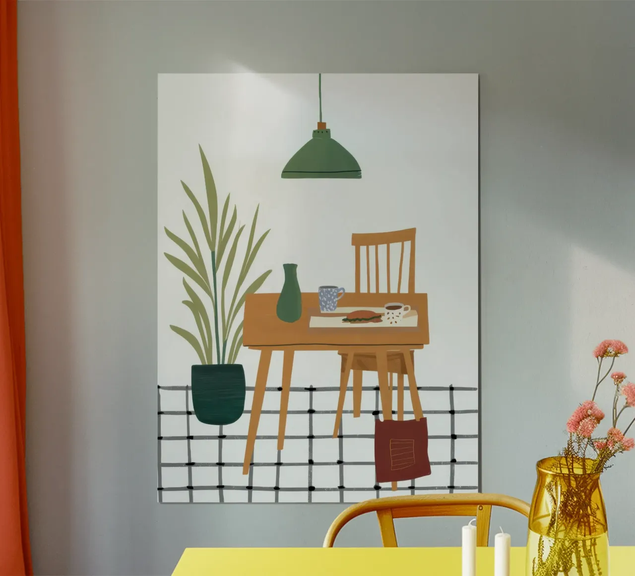 Tranquil Desk Scene poster con telaio in plastica da Snow Mist