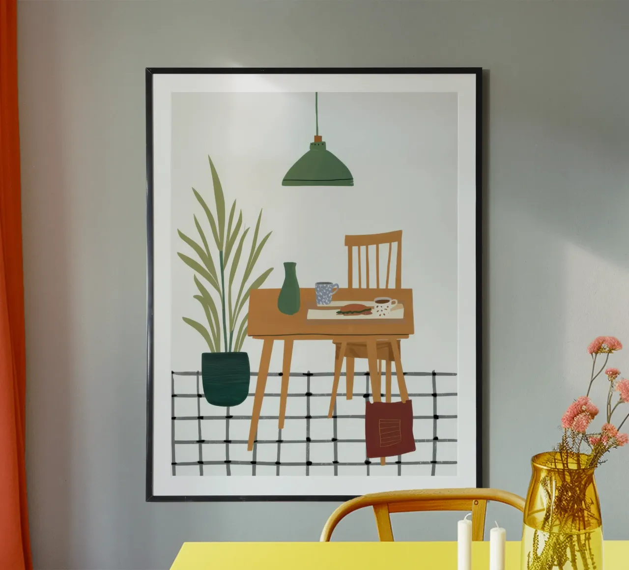 Tranquil Desk Scene poster con telaio in plastica da Snow Mist