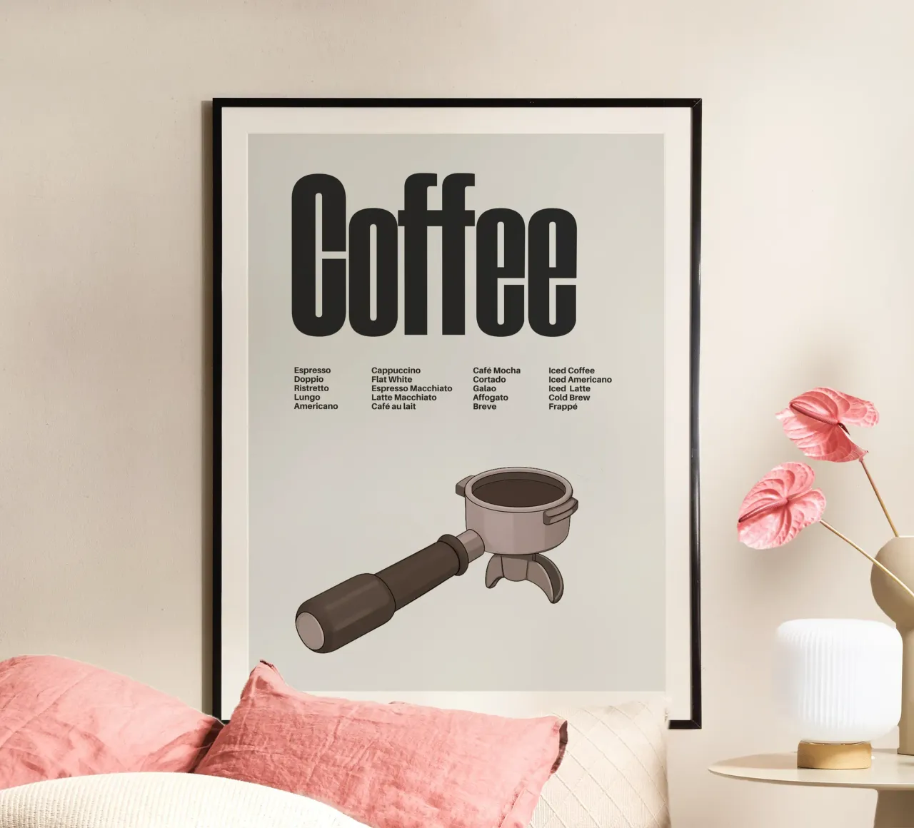 Coffee Variations I poster con telaio in legno da Diesdas Ananas Design