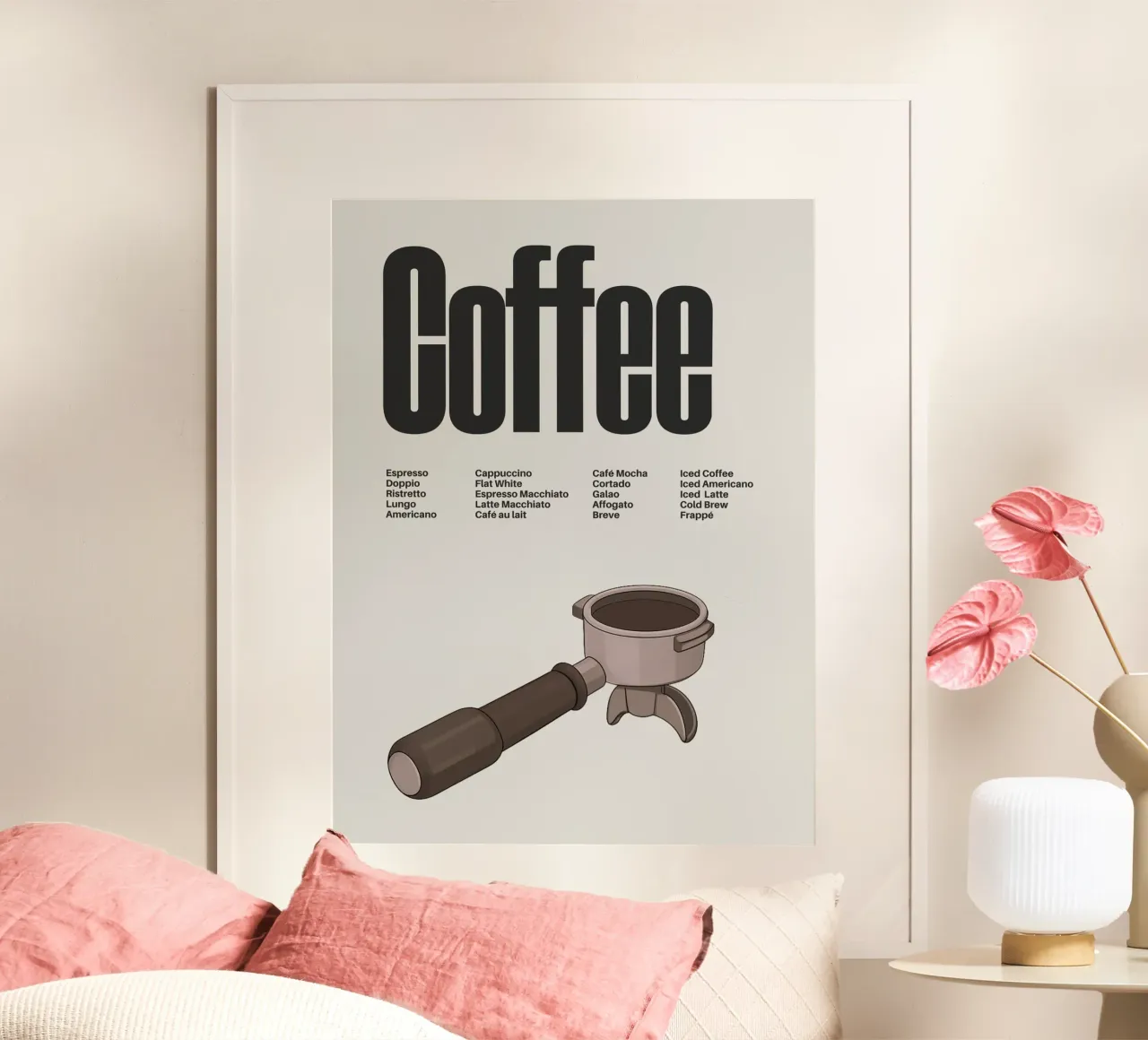 Coffee Variations I poster con telaio in legno da Diesdas Ananas Design