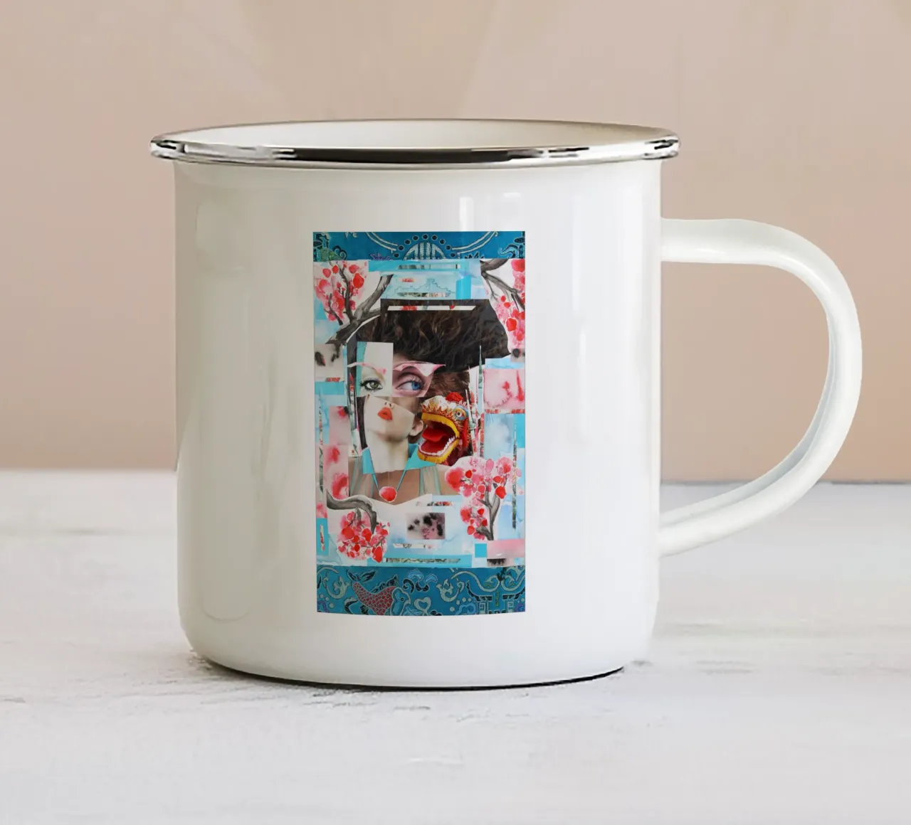 Cherry Blossom tazza in smalto da Paperheartmixx