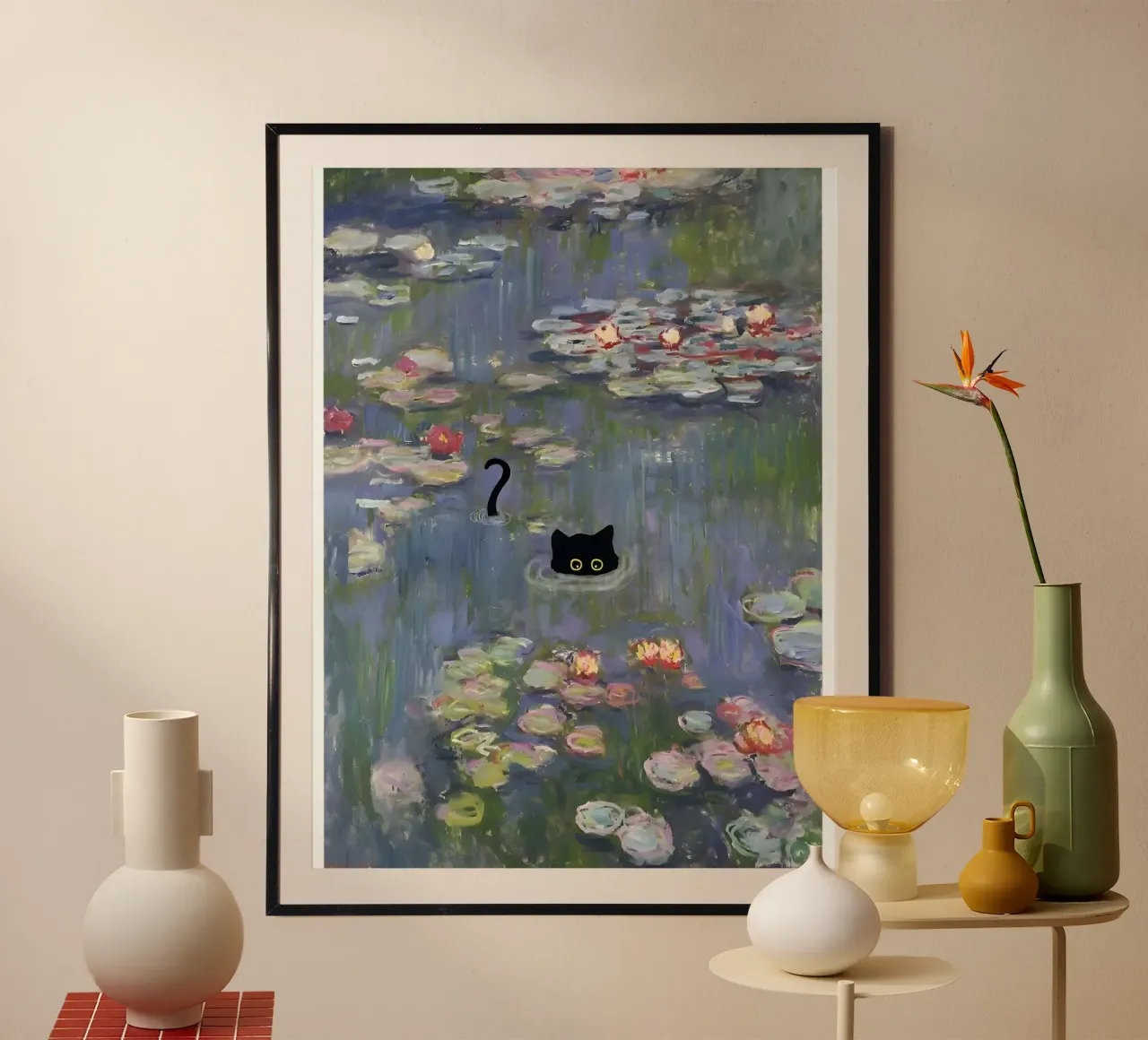 Gatto Monet Ninfea poster da clay bobby