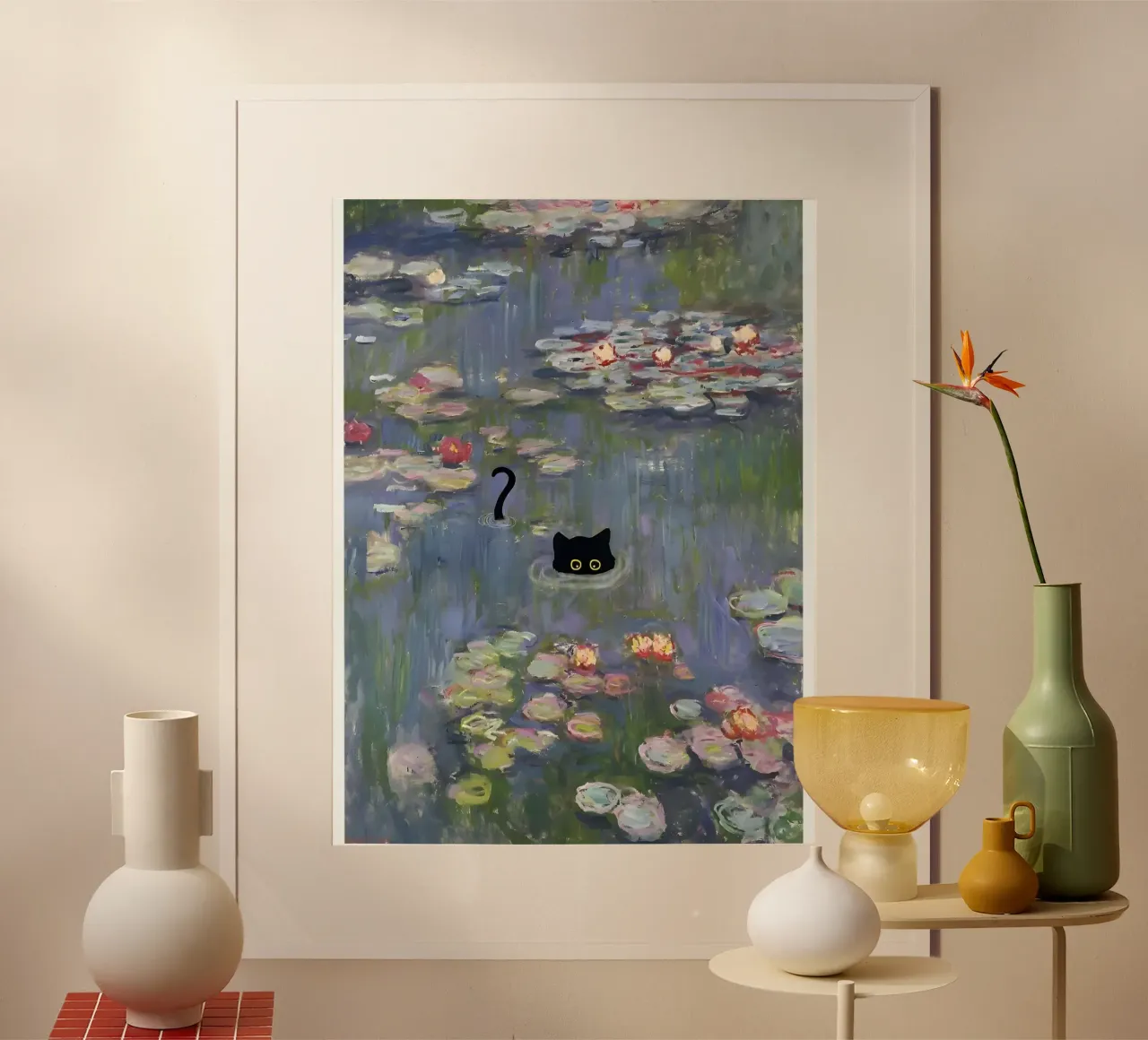 Gatto Monet Ninfea poster da clay bobby