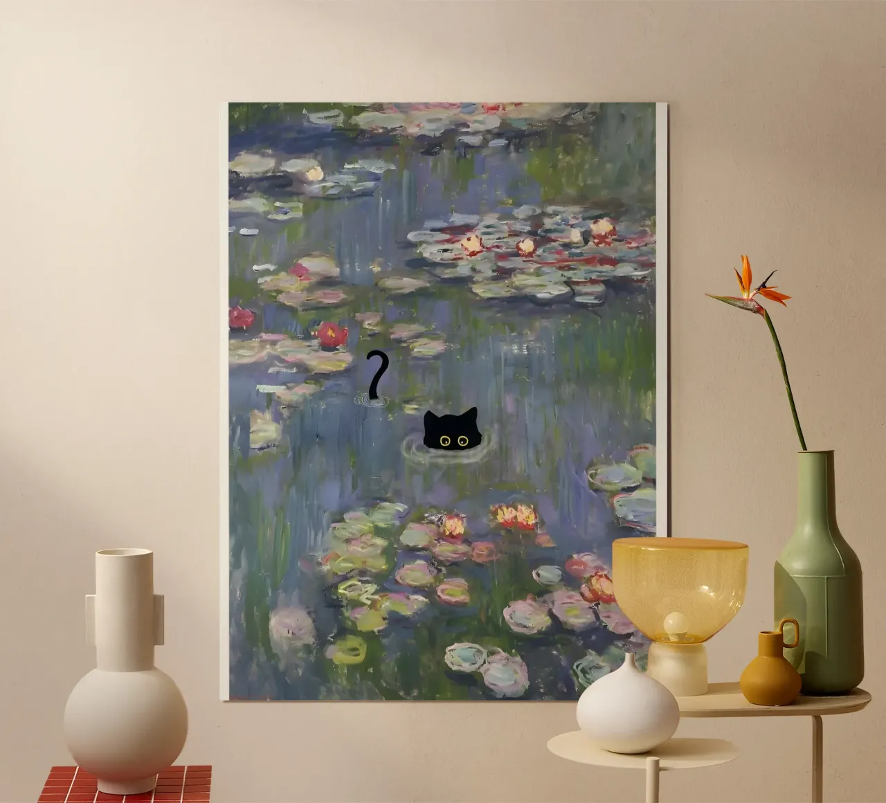 Gatto Monet Ninfea poster da clay bobby