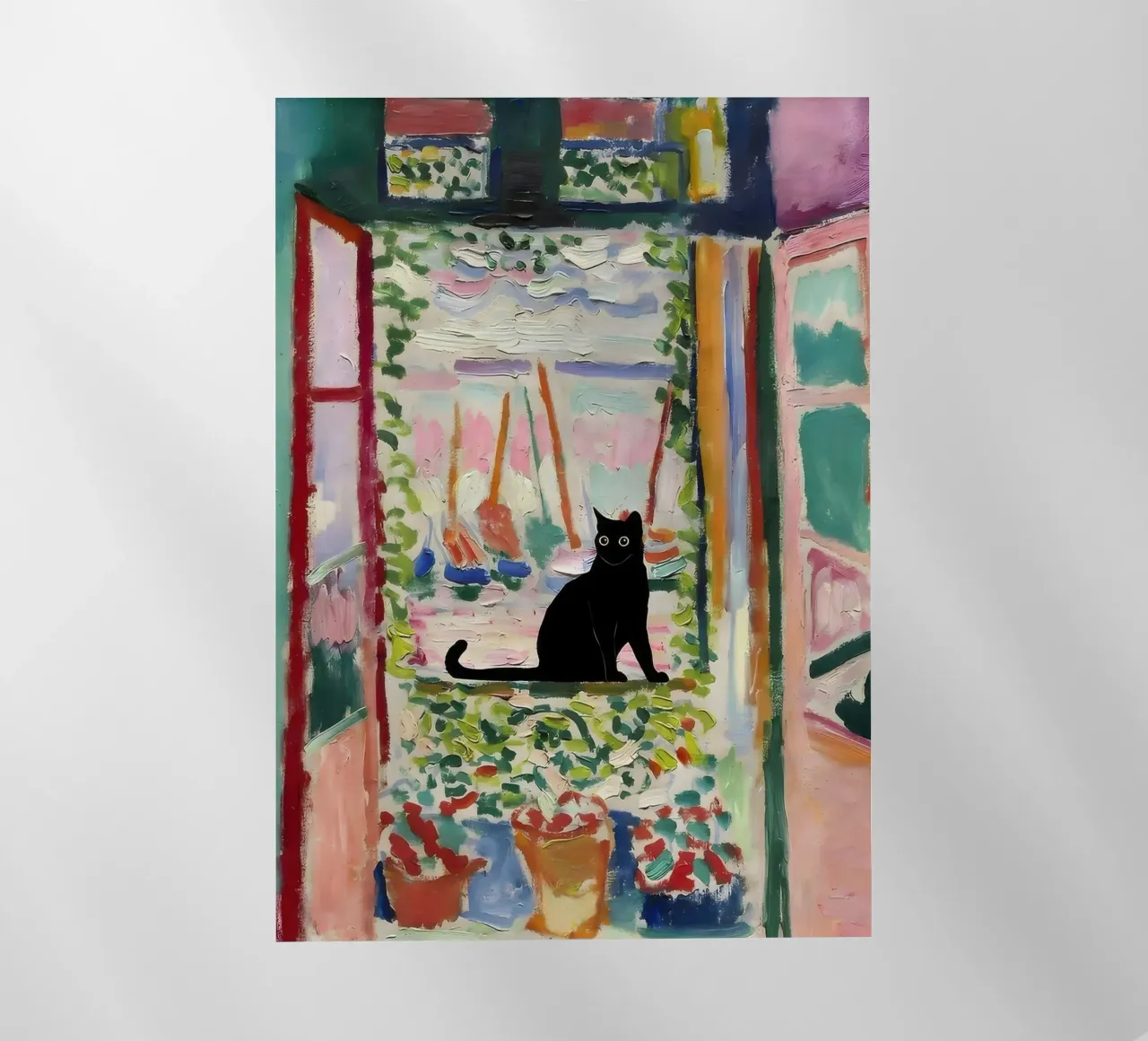 Stampa gatto Matisse Open Window pellicola backlit da clay bobby