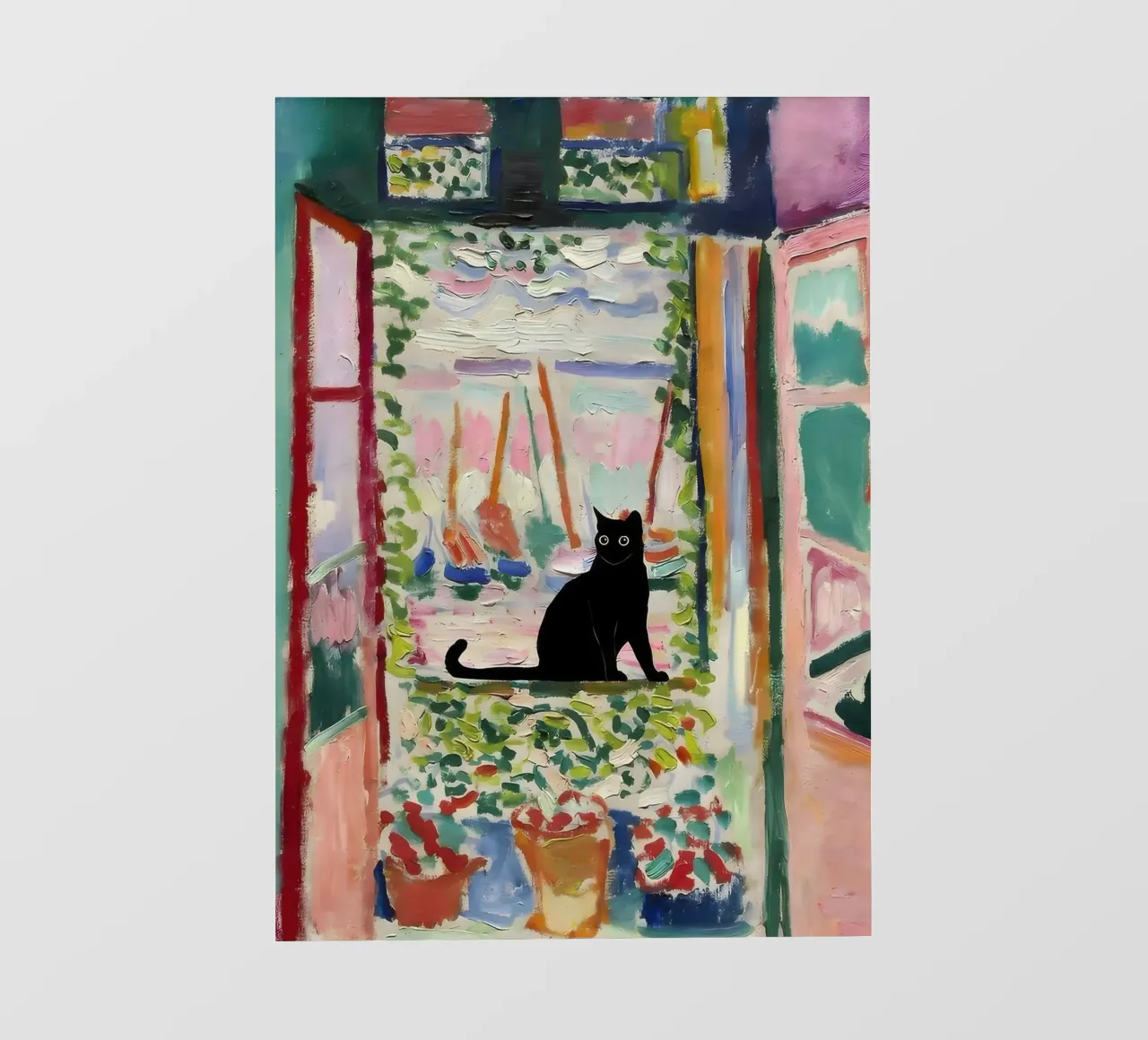 Stampa gatto Matisse Open Window pellicola backlit da clay bobby