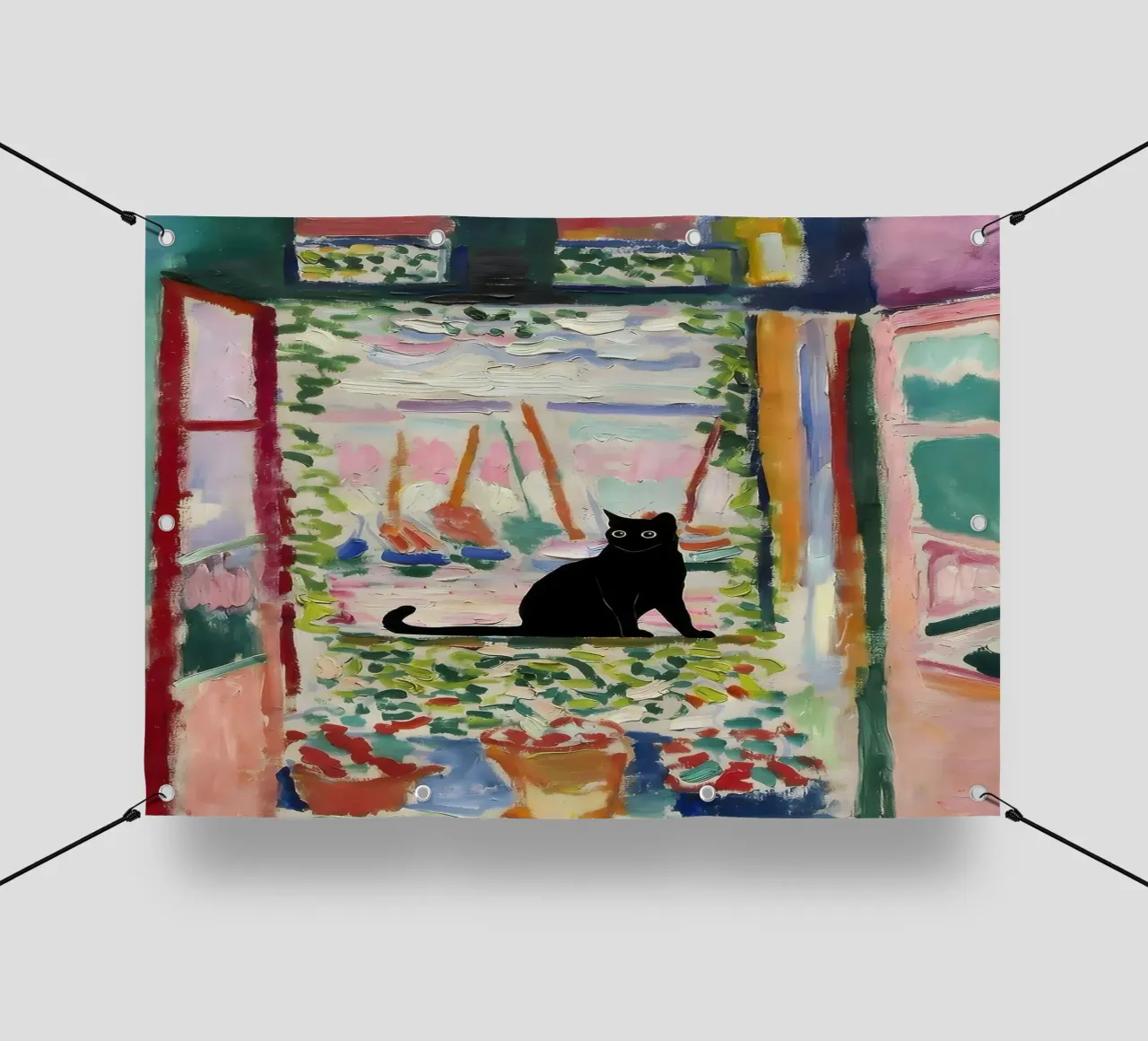 Stampa gatto Matisse Open Window telo in pvc da clay bobby