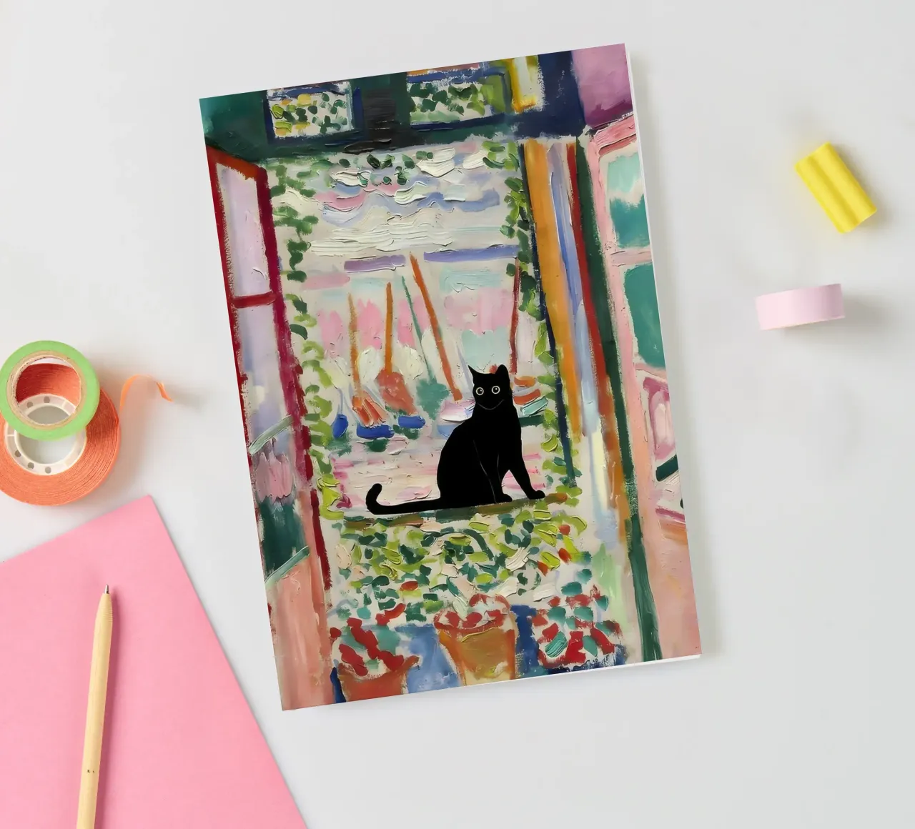 Cat Print Matisse Open Window notebook by clay bobby