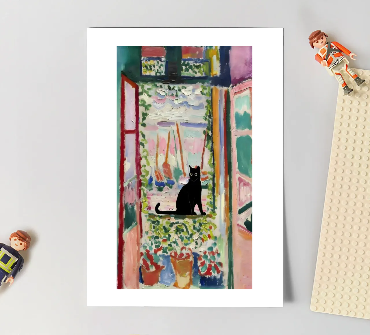 Cat Print Matisse Open Window Stickerbogen von clay bobby