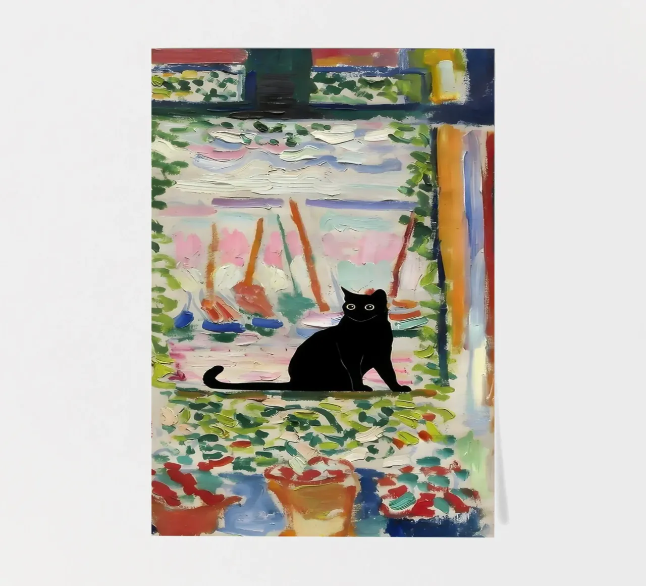 Cat Print Matisse Open Window Stickerbogen von clay bobby