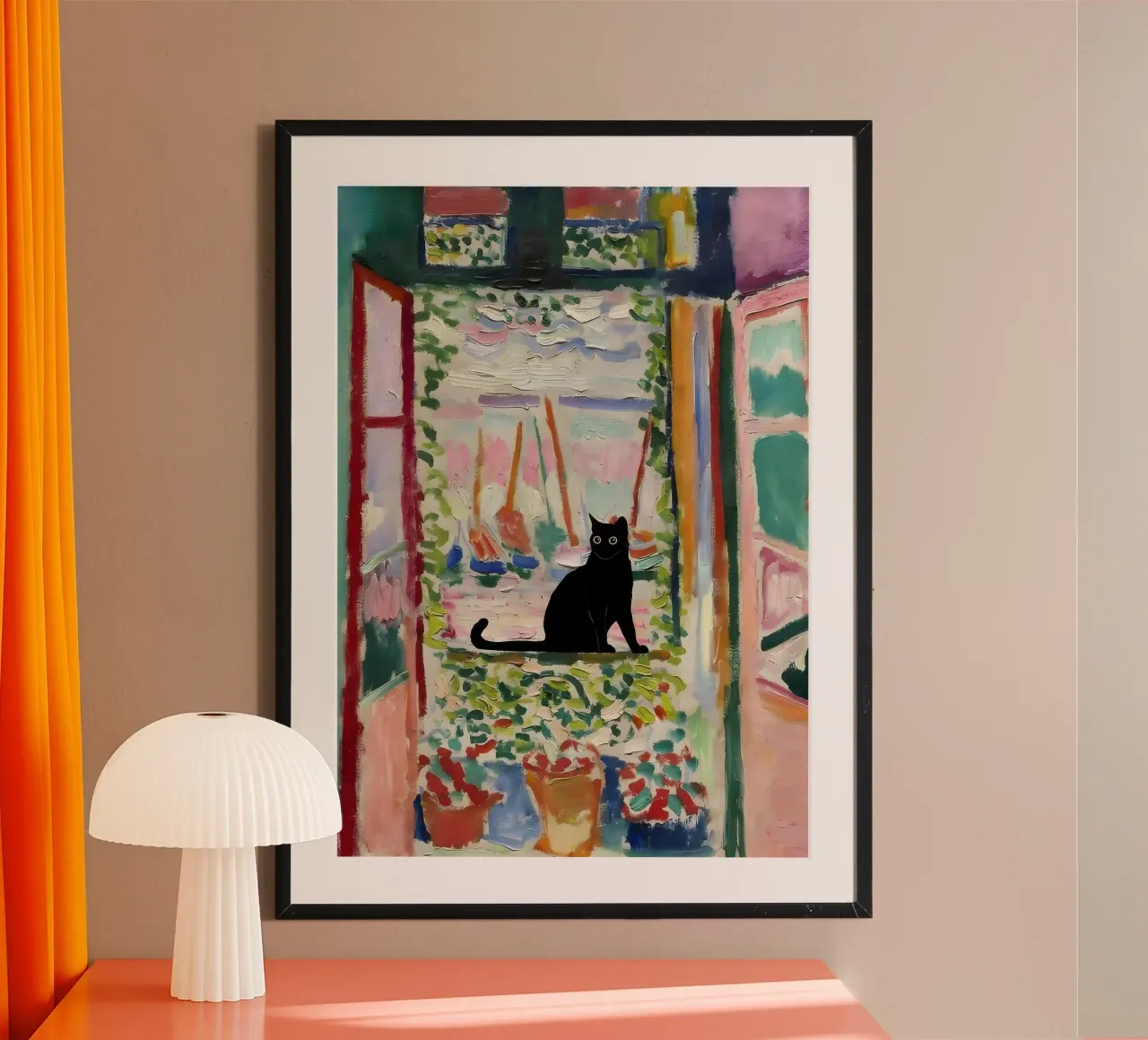 Stampa gatto Matisse Open Window poster con telaio in plastica da clay bobby