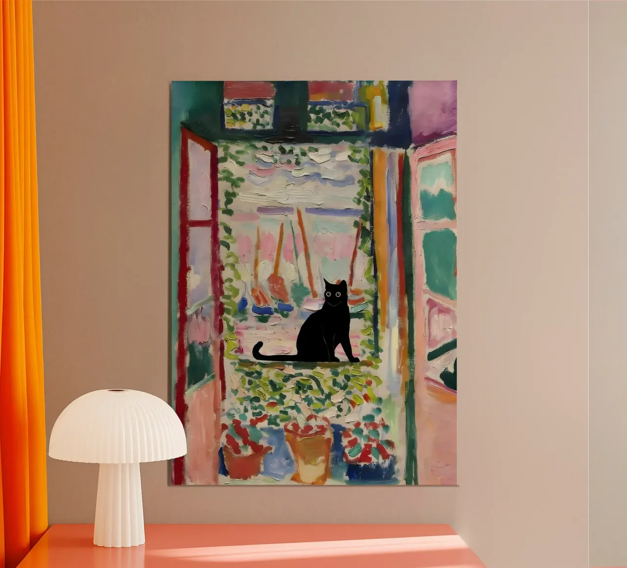 Stampa gatto Matisse Open Window poster con telaio in plastica da clay bobby