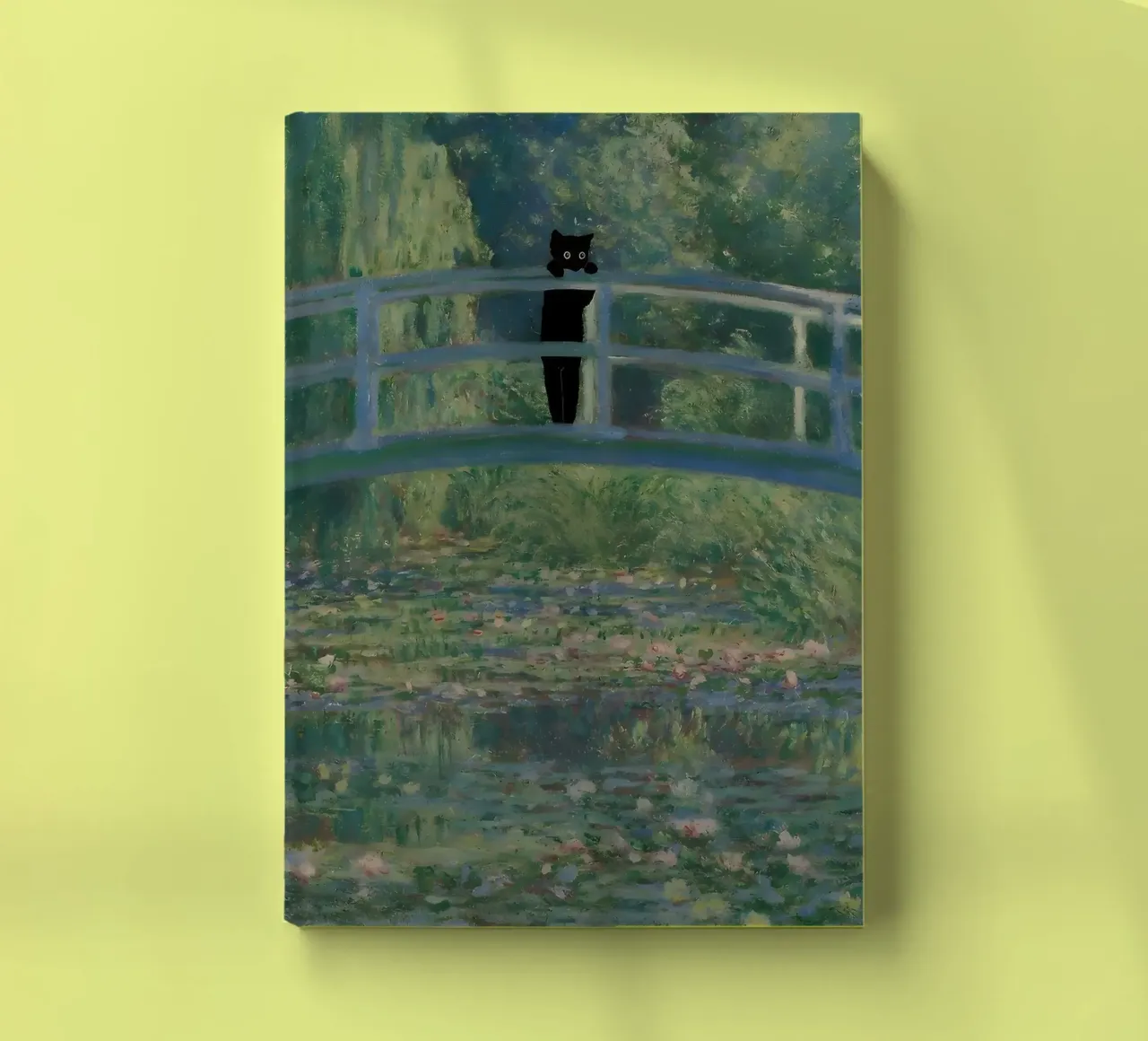 Cat Print Monet Water Lilies Bridge notebook by clay bobby