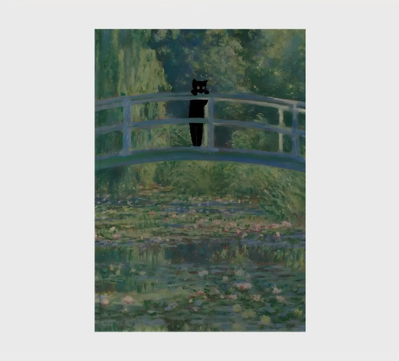 Cat Print Monet Water Lilies Bridge notebook by clay bobby