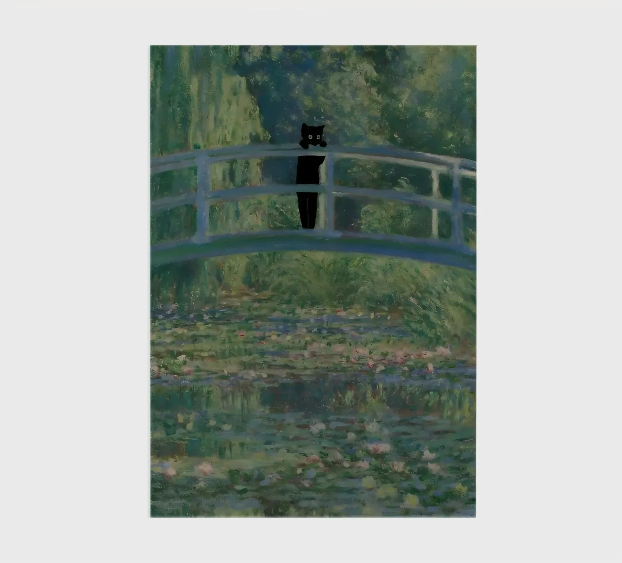 Cat Print Monet Water Lilies Bridge notebook by clay bobby