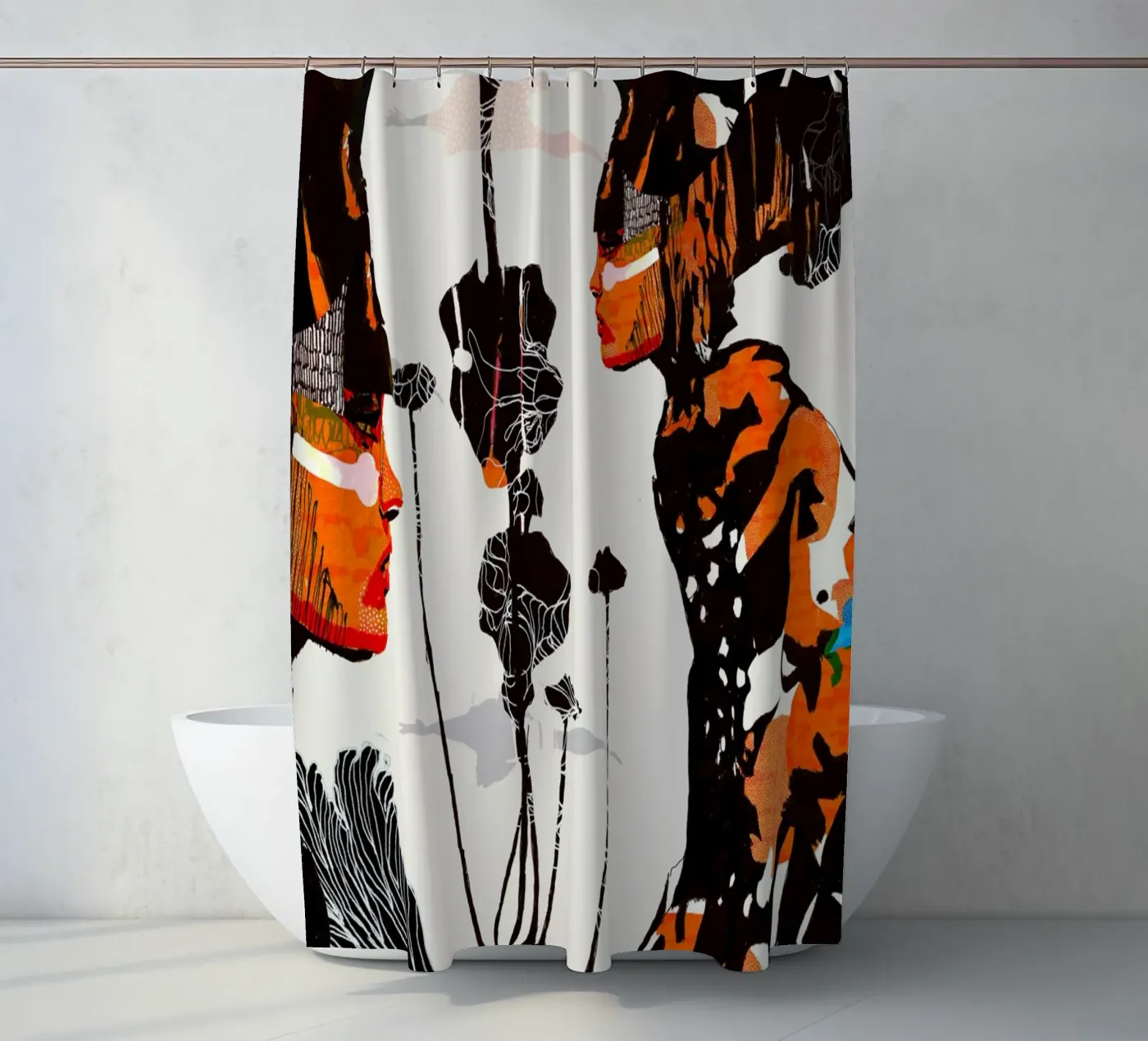 flamingo eclipse Duschvorhang von Giulio Iurissevich