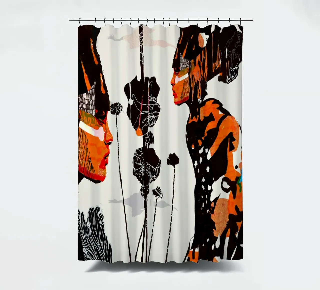 flamingo eclipse Duschvorhang von Giulio Iurissevich